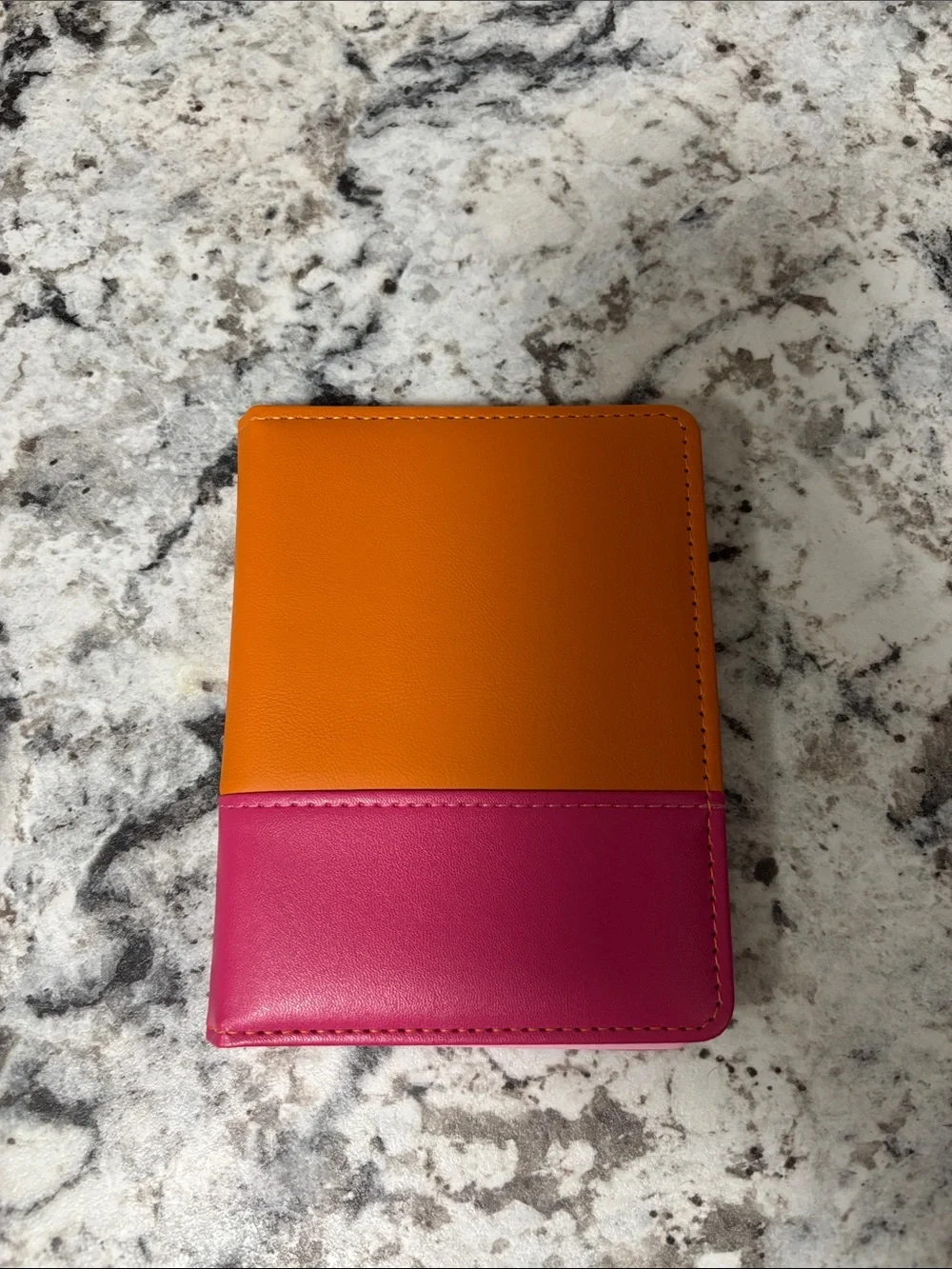 Orange and Pink Leatherette Passport Holder
